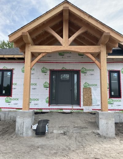 Highly durable timber porch framing for homes, custom-built by Bytown Timberworks.